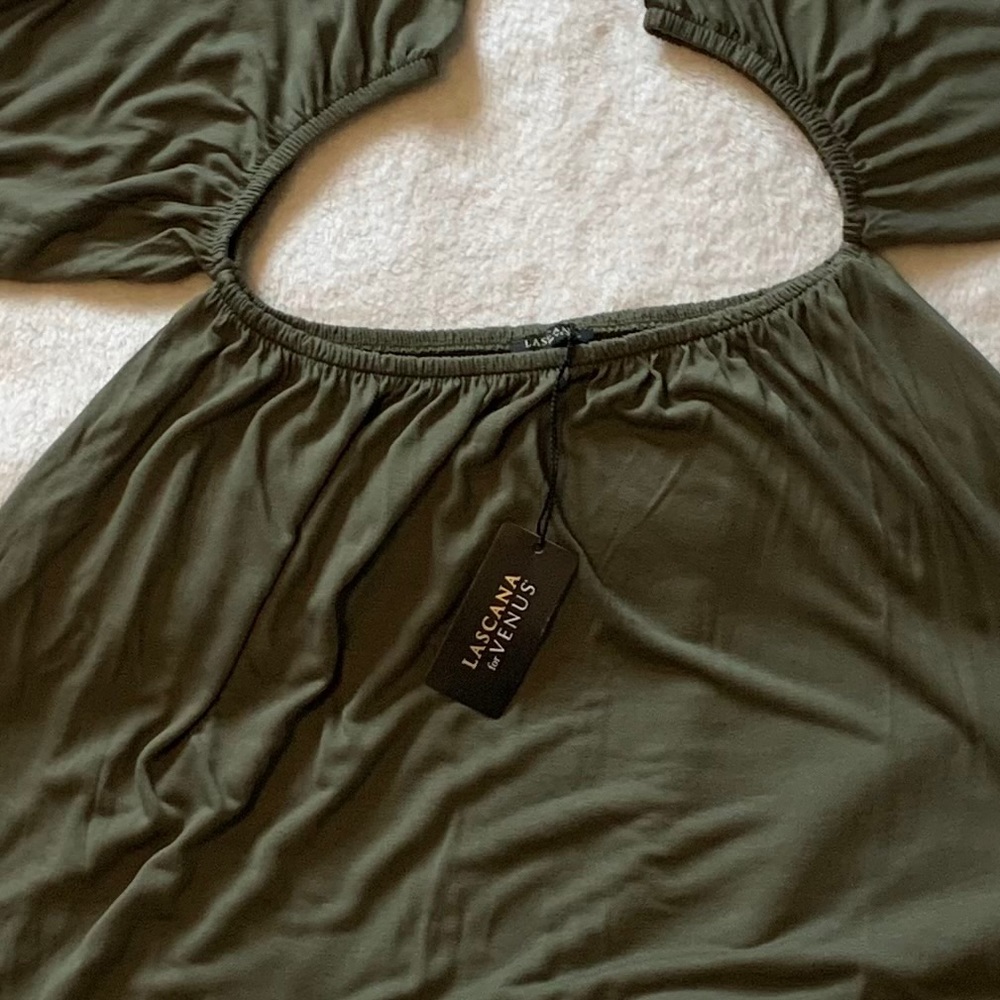 NWT Olive/Army Green Off Shoulder Shirt Top Medium - Picture 3 of 3